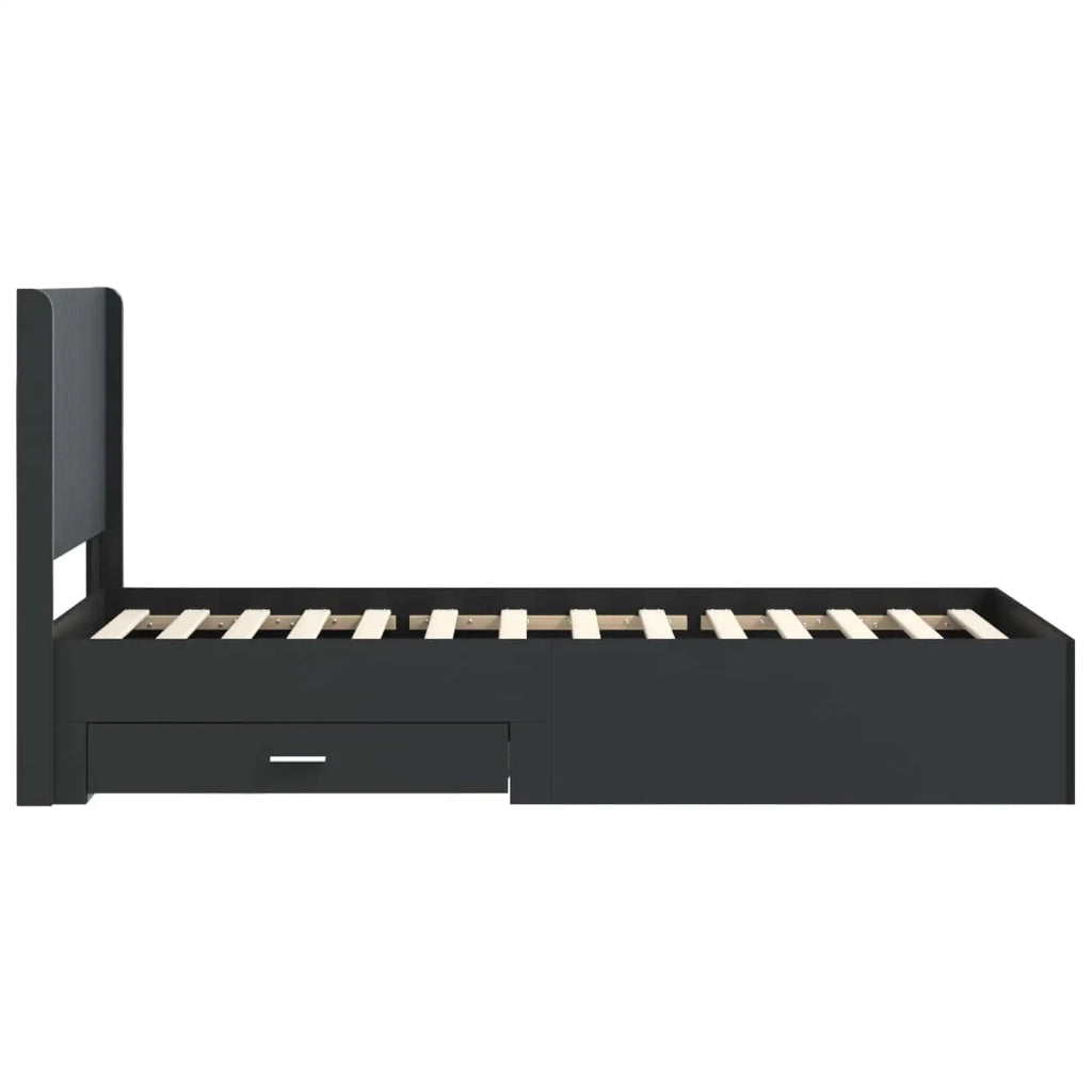 Struttura del letto con stoccaggio e testata Nero 75 x 190 cm 3414166