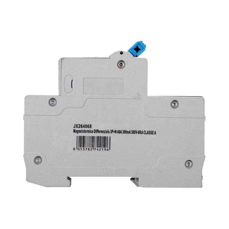 RCBO Interruttore Magnetotermico Differenziale Tipo A Curva C 3P+N 4M 6000A 300mA C40A AC 400V IP20 IEC61009-1