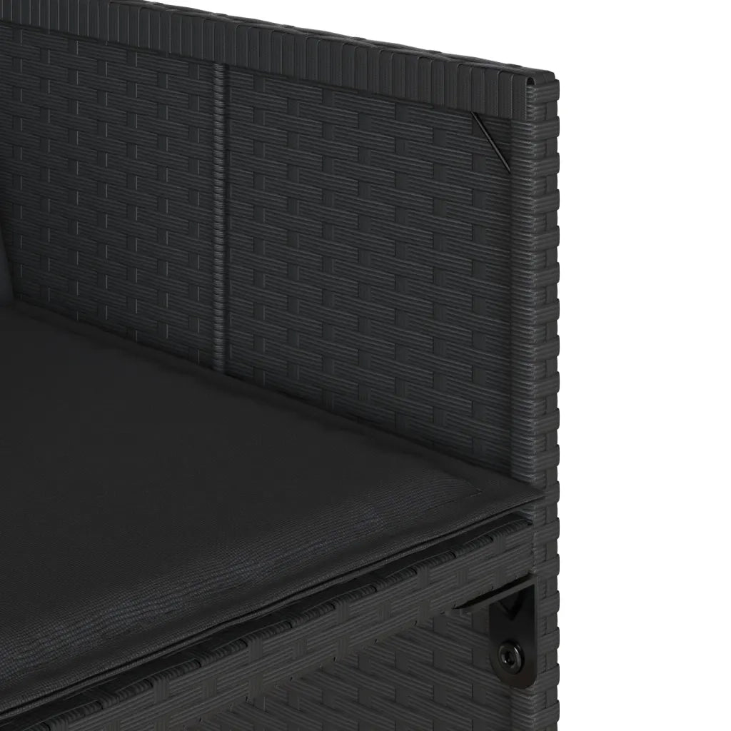 Set da Pranzo da Giardino 9 pz con Cuscini Nero in Polyrattan 3277902