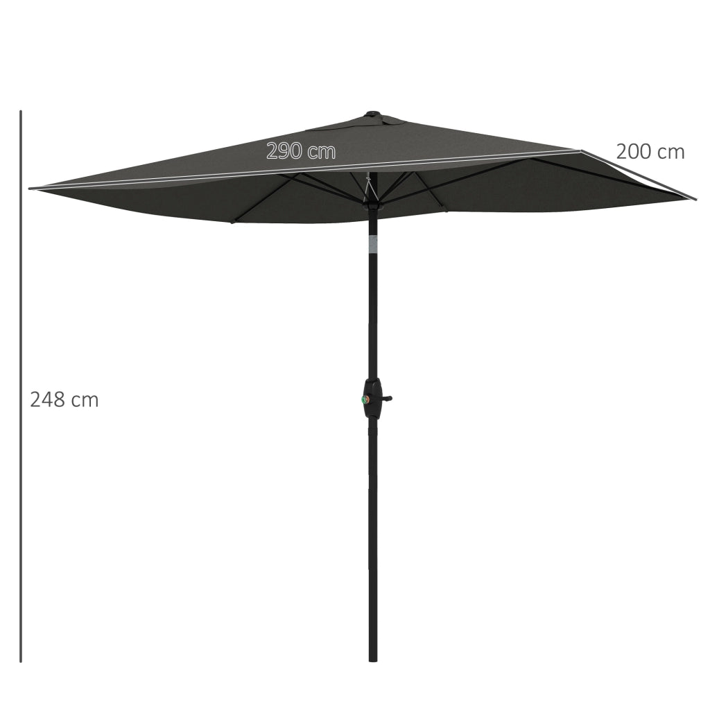 Ombrellone da Giardino Rettangolare Inclinabile ¨C Zephmum ¨C Grigio 2x3 m