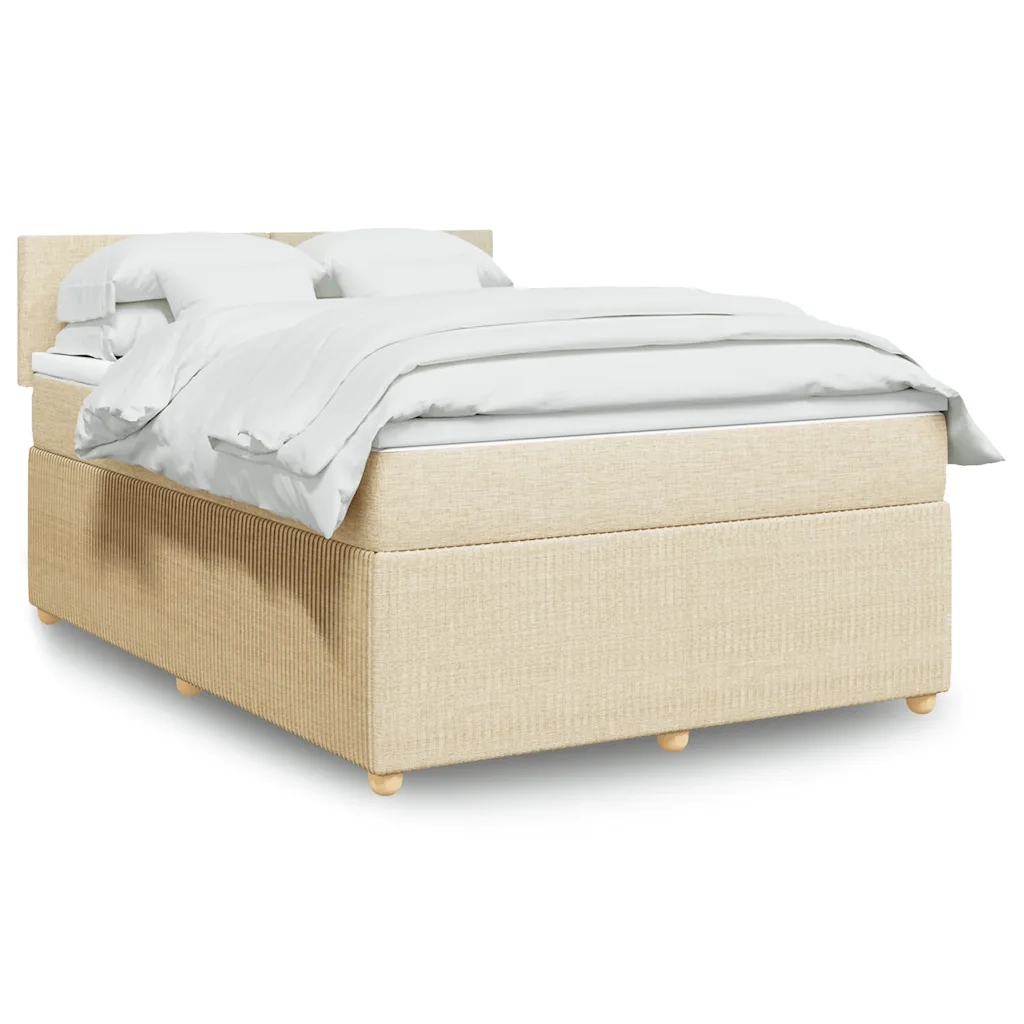 Giroletto a Molle con Materasso Crema 160x200 cm in Tessuto