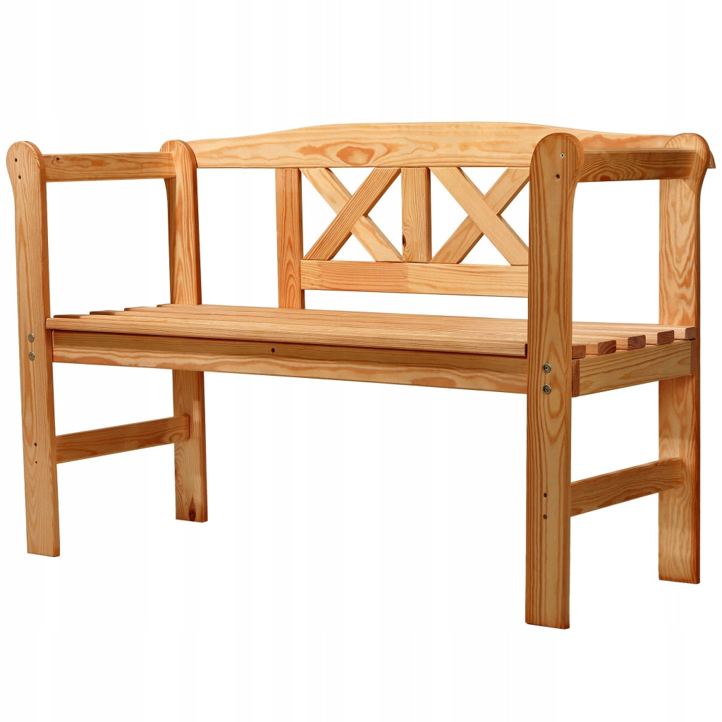 Panchina da giardino in legno KADAX con schienale 119 cm Panchina da terrazza per giardino Tik