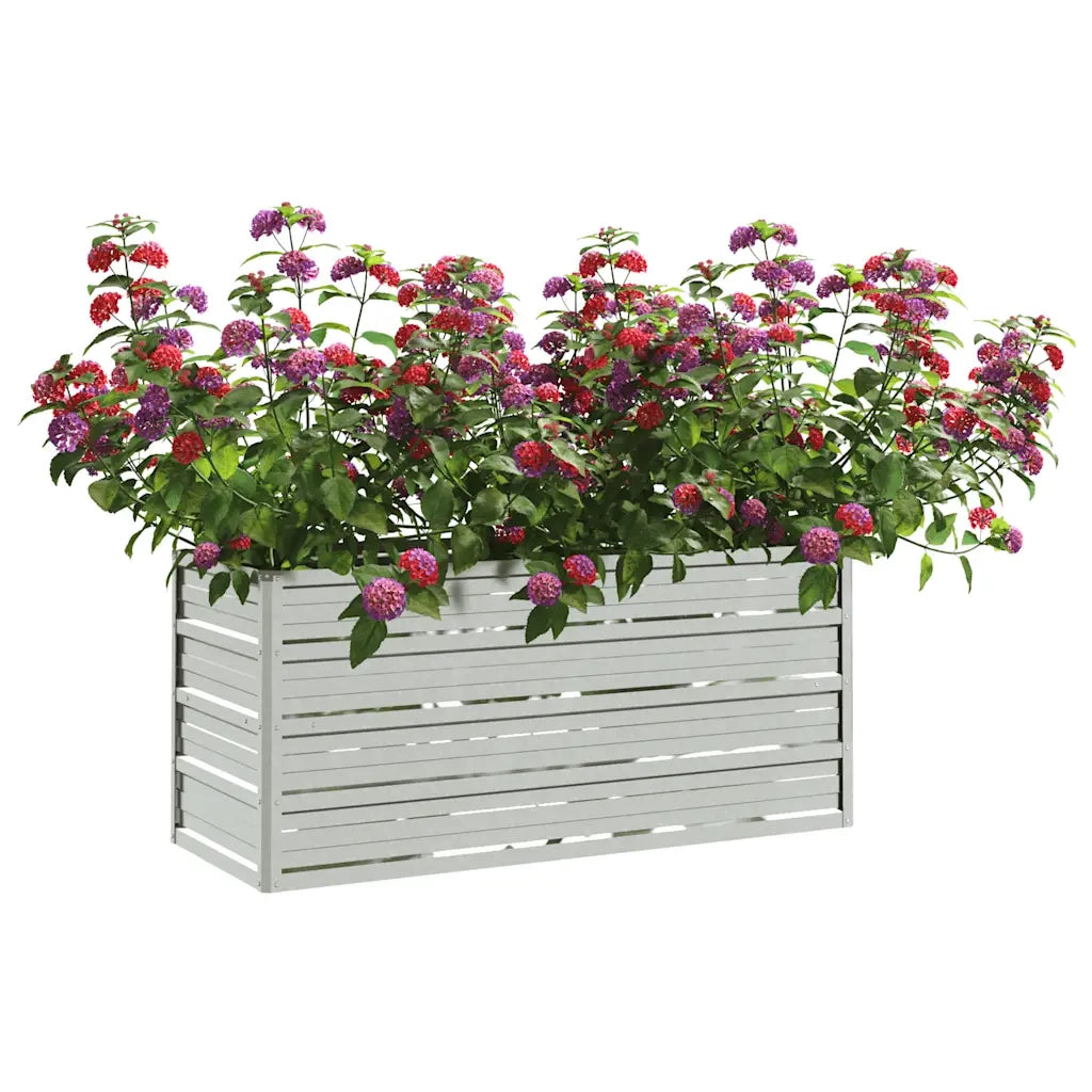 Fioriere | Cassetta per fiori | Letto Rialzato Giardino 100x40x45 cm in Acciaio Zincato Argento