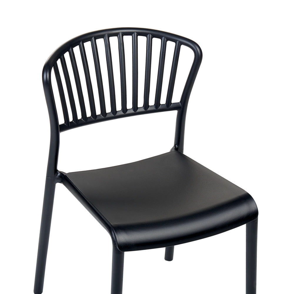Set di 4 sedie da pranzo in plastica nero per interni ed esterni da giardino impilabili in stile minimalista
