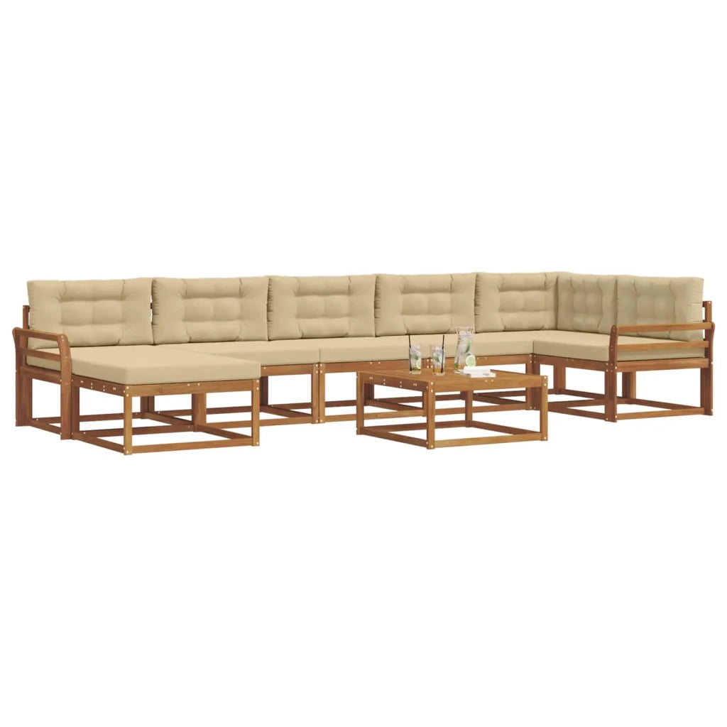 Set di divani da esterno con cuscino 8 pcs Naturale e Beige 3367931