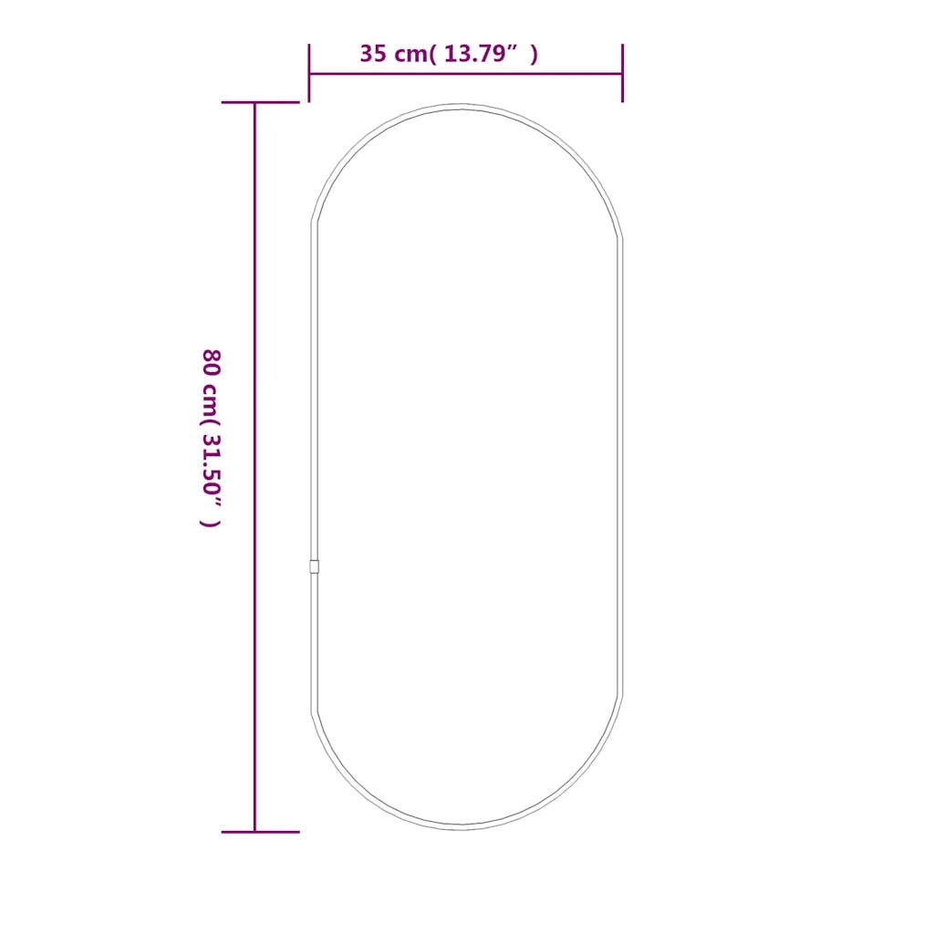 Specchio da Parete-Specchio a Muro-Specchio Decorativo Argento 80x35 cm Ovale
