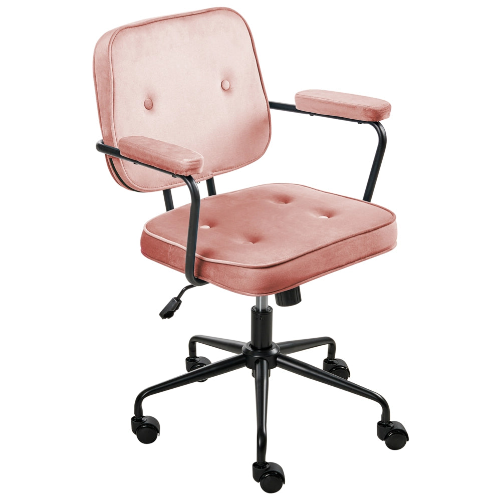 Sedia da ufficio in velluto rosa girevole con altezza regolabile e freno di sicurezza ufficio di casa studio