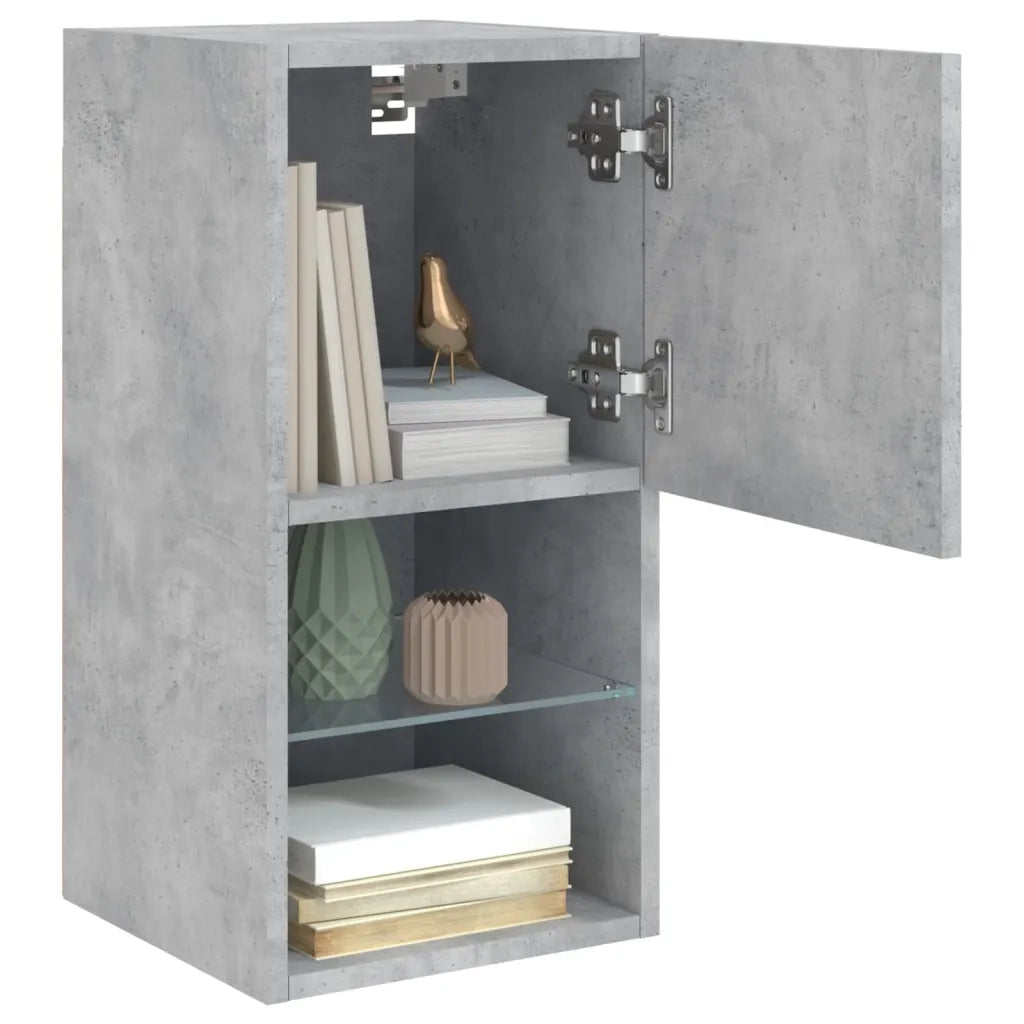 vidaXL Mobili TV con Luci LED 2pz Grigio Cemento 30,5x30x60 cm