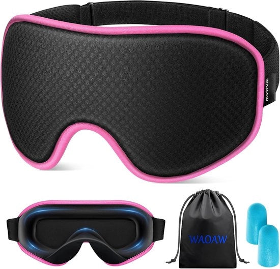 Sopracciglia e occhi protezione notturna per donne e uomini - maschera oculare bloccante luce 3D in rosa chiaro