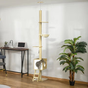 ALBERO PER GATTI A SOFFITTO 40x40x240-260 cm Marrone in peluche