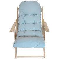 Poltrona Sedia da Salotto Pieghevole e Reclinabile, Poltrona Relax Confortevole con Cuscino Trapuntato Spesso, Struttura in Legno, Grigio