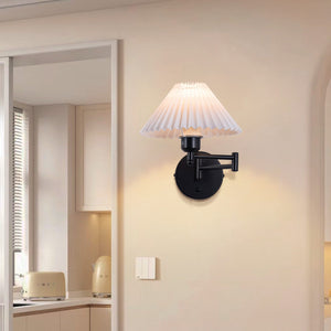 ZMH Applique da parete per interni in tessuto bianco E27 con paralume retrò per scala della camera da letto