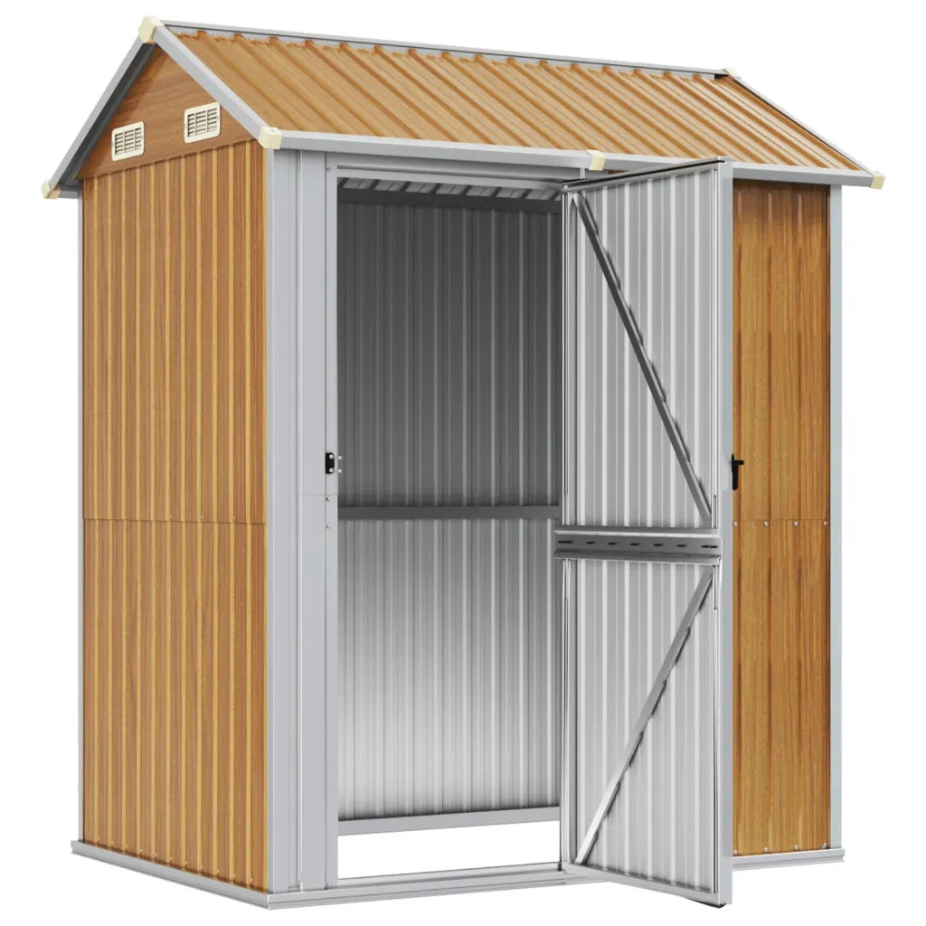 Capanno Giardino-Casetta da Giardino Marrone Chiaro 192x152,5x237cm Acciaio Zincato