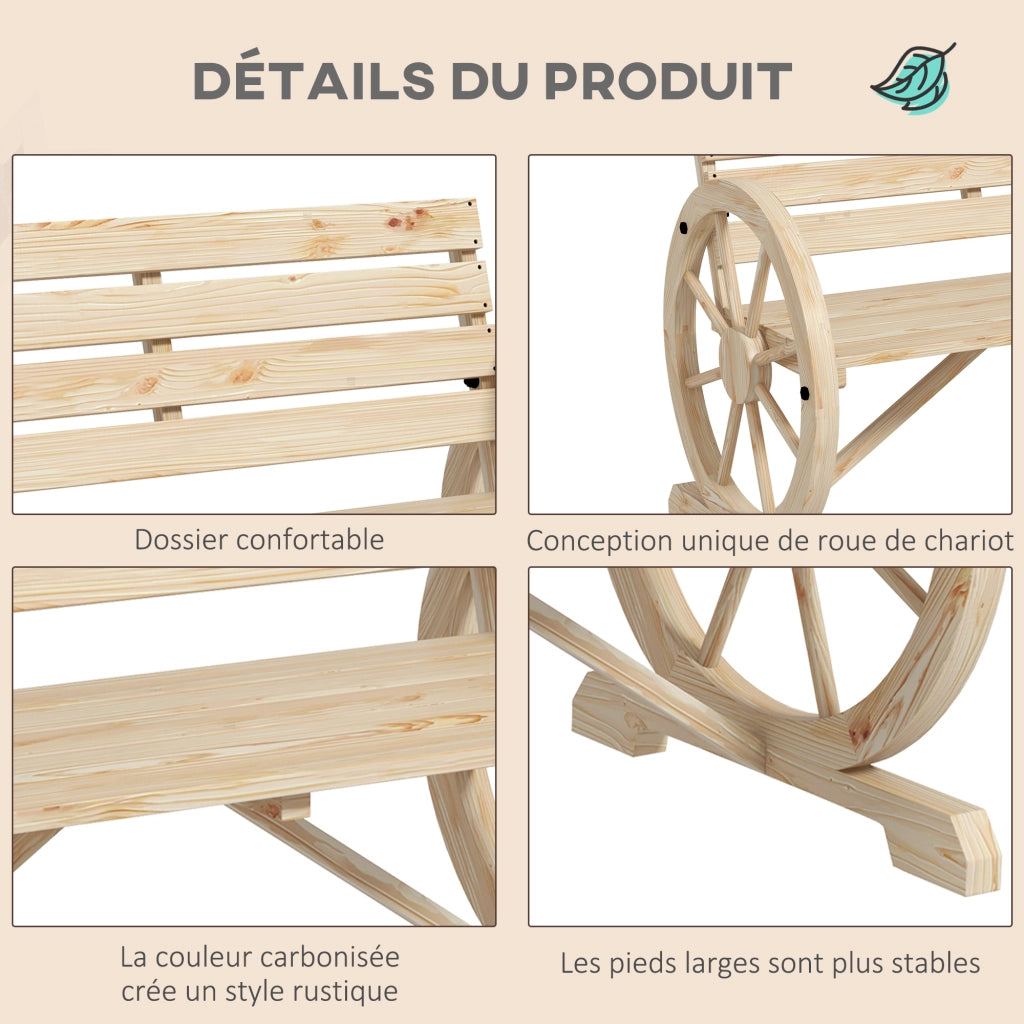 Panchina da Giardino 3 Posti in Legno con Ruote ¨C zephmum ¨C Effetto Legno Naturale