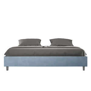 Letto Matrimoniale Extra Large Sommier 200x200 cm con Rete e Contenitore Azelia Azzurro