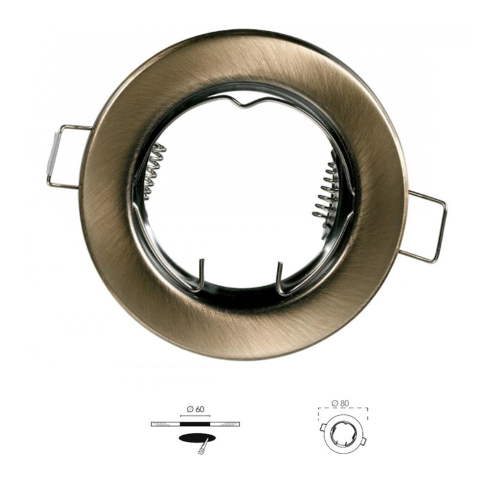 Struttura rotonda incasso per lampada gu10 reflex metallo *** colore bronzo, confezione 1