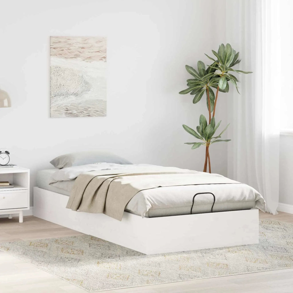 Telaio del Letto Ottomano con Ripostiglio Bianco 90 x 190 cm 3418763