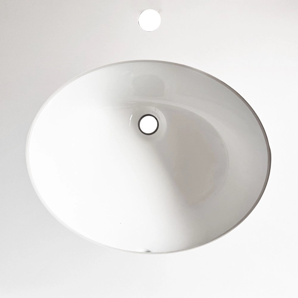 Lavabo da incasso YJ12250 con top in pietra sinterizzata e vasca in ceramica bianco lucido