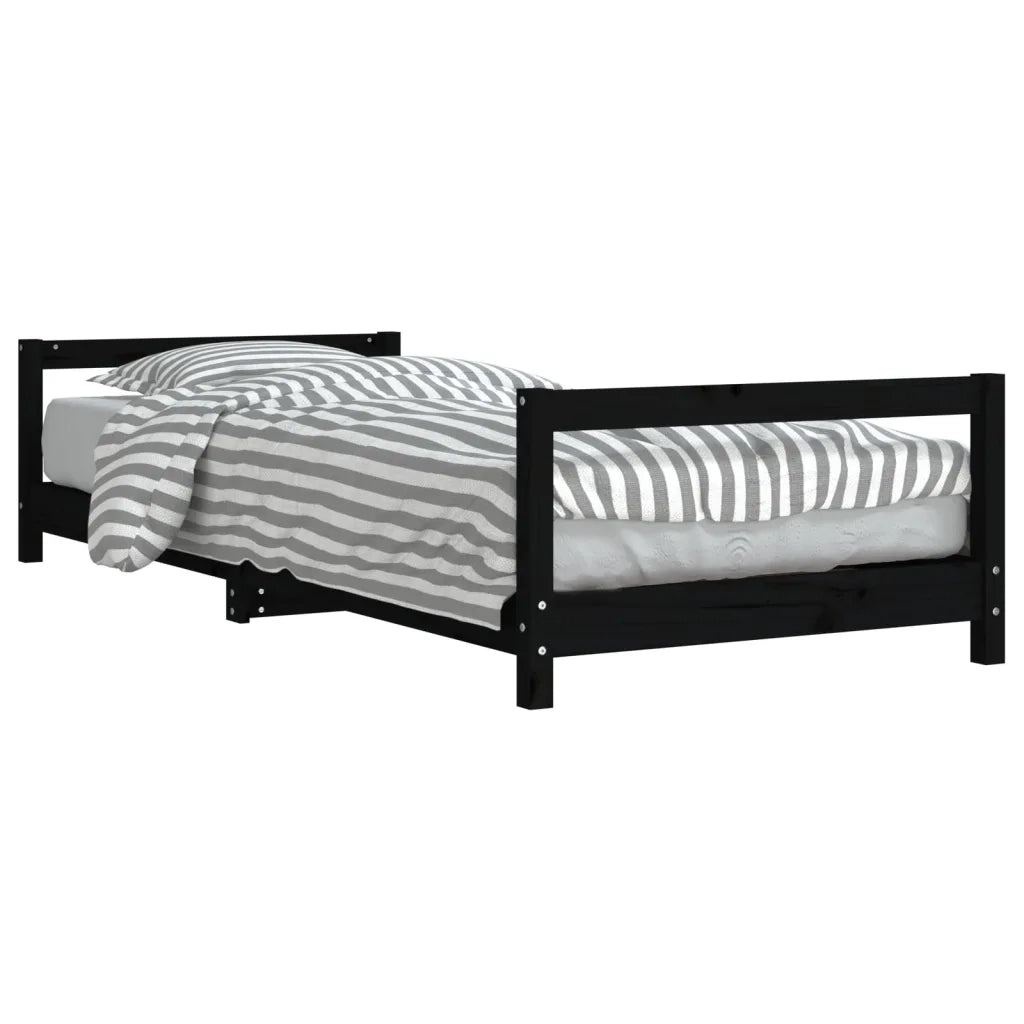 Giroletto per Bambini | Letto Infantile | Lettino Nero 90x200 cm in Legno Massello di Pino