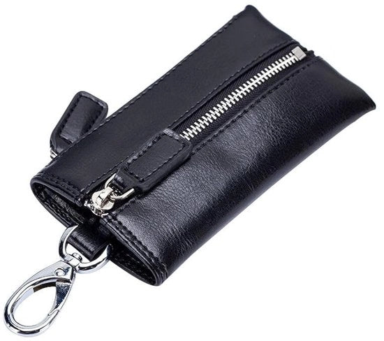 Porta chiavi in pelle con spazio di riposo - Unisex - Nero - Doppio utilizzo - Protezione contro le abrasioni - Ideale per chiavi e accessori piccoli