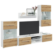 Mobile TV 5 pz con Illuminazione a LED Rovere Artigianale 3324234