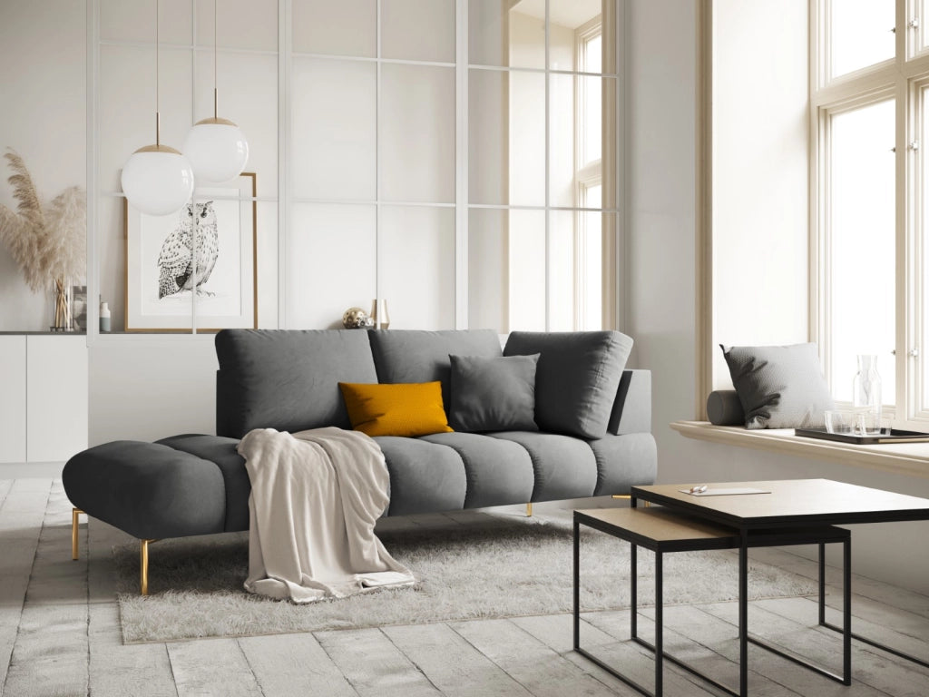 Cosmopolitan Design - Chaise longue sinistra "Hastings" 2 posti in velluto grigio 