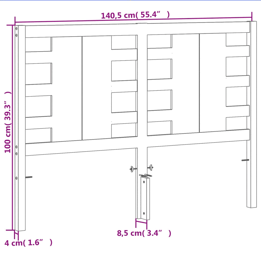 Testiera Marrone Cera 135 cm in Legno Massello di Pino 844333