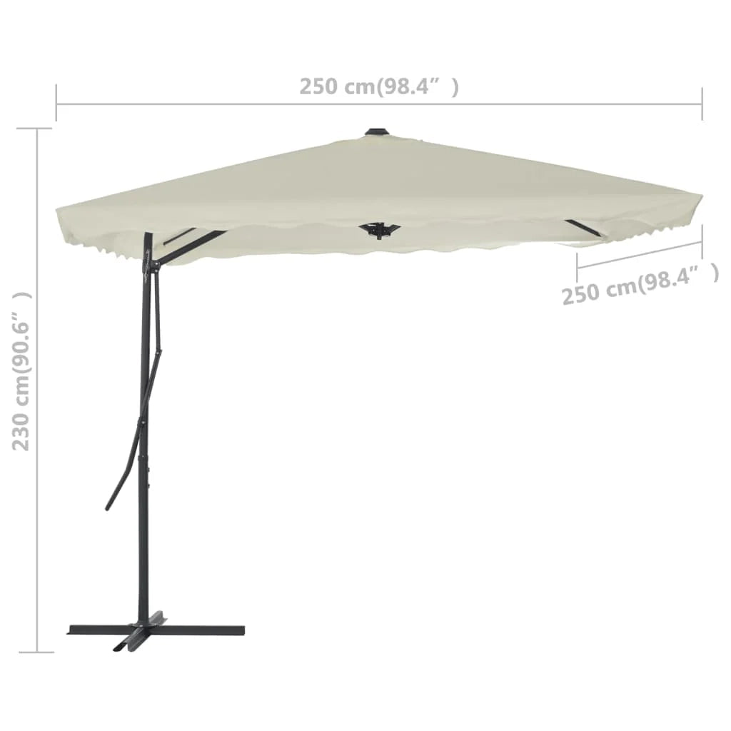 Ombrellone da esterno con palo in acciaio 250 x 250 cm color sabbia 02_0008272