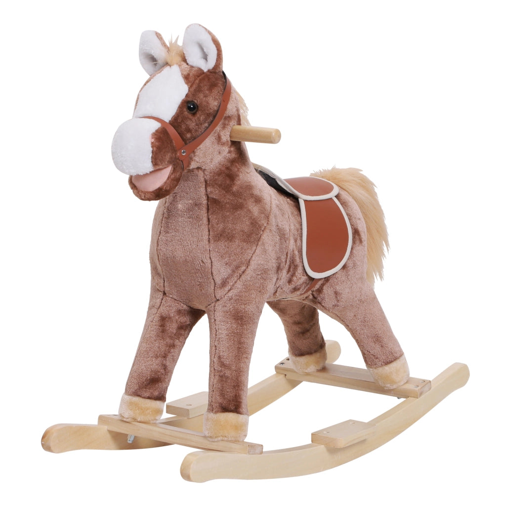 Cavallo a Dondolo Legno ¨C zephmum ¨C 40 Kg Bianco Bruno per Bambini 36+ Mesi