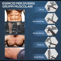 Panca per Addominali Pieghevole e Regolabile con Vogatore e 2 Corde, in Acciaio 51x137x50-66 cm, Nera e Rossa