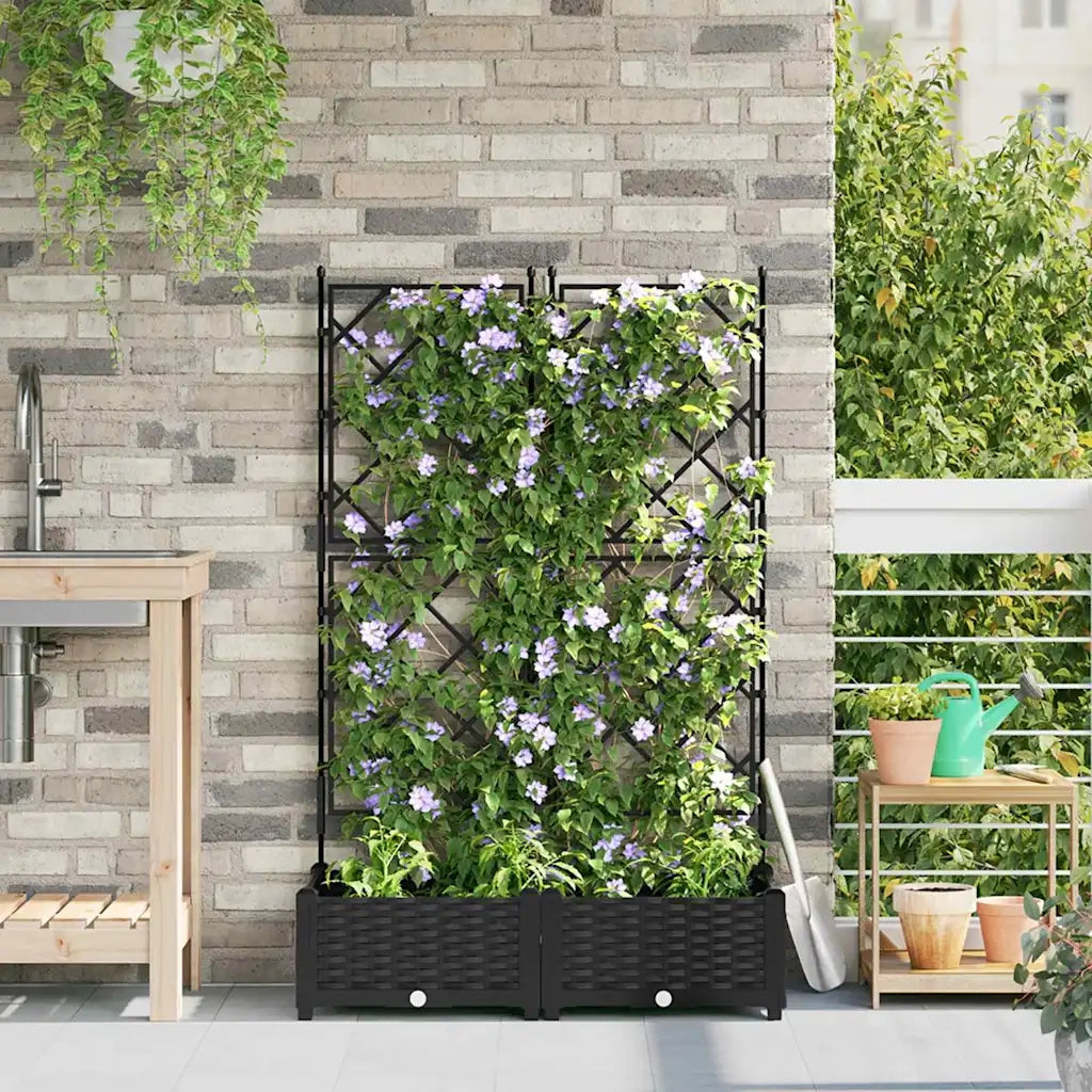 Vaso da giardino 2 pcs Nero 80 x 40 x 125,5 cm Plastica 42002837