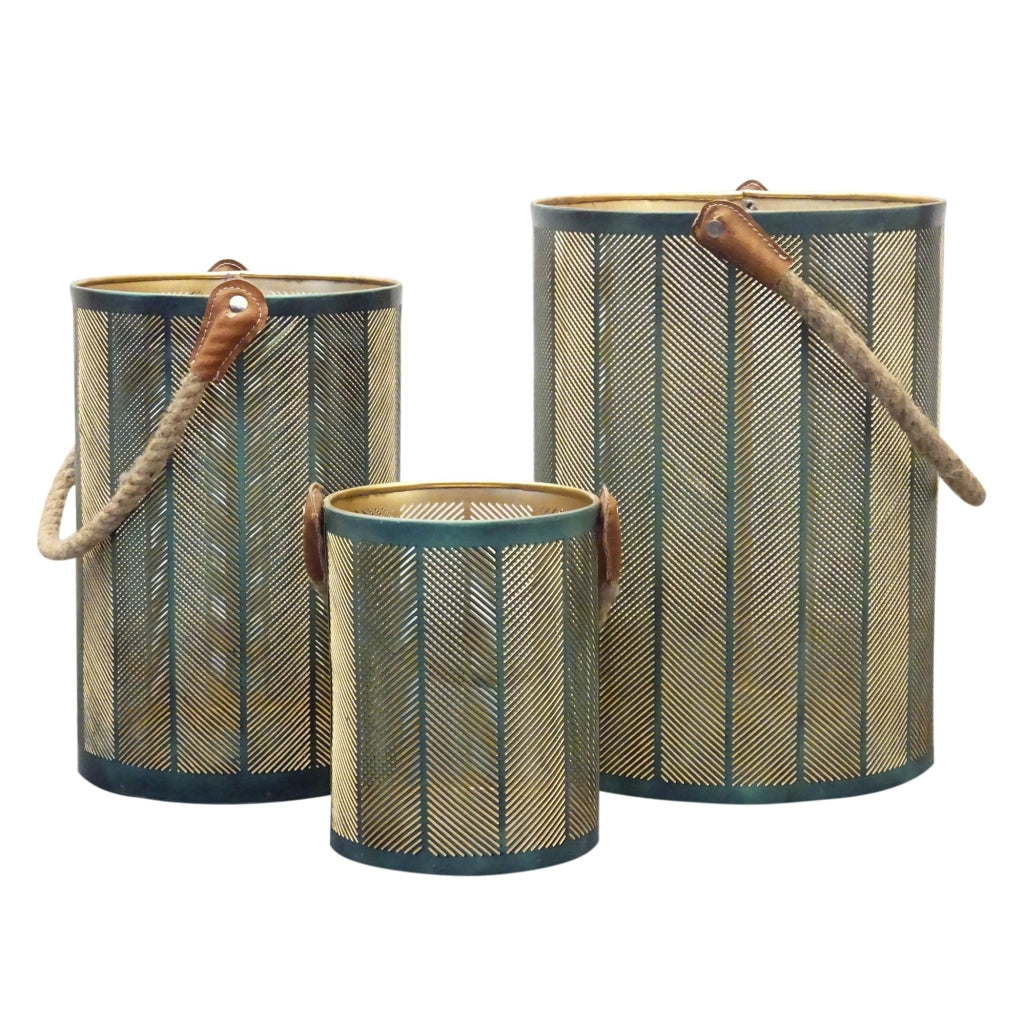 Set di 3 lanterne in Acciaio cm 35x35x25 - LAYTON