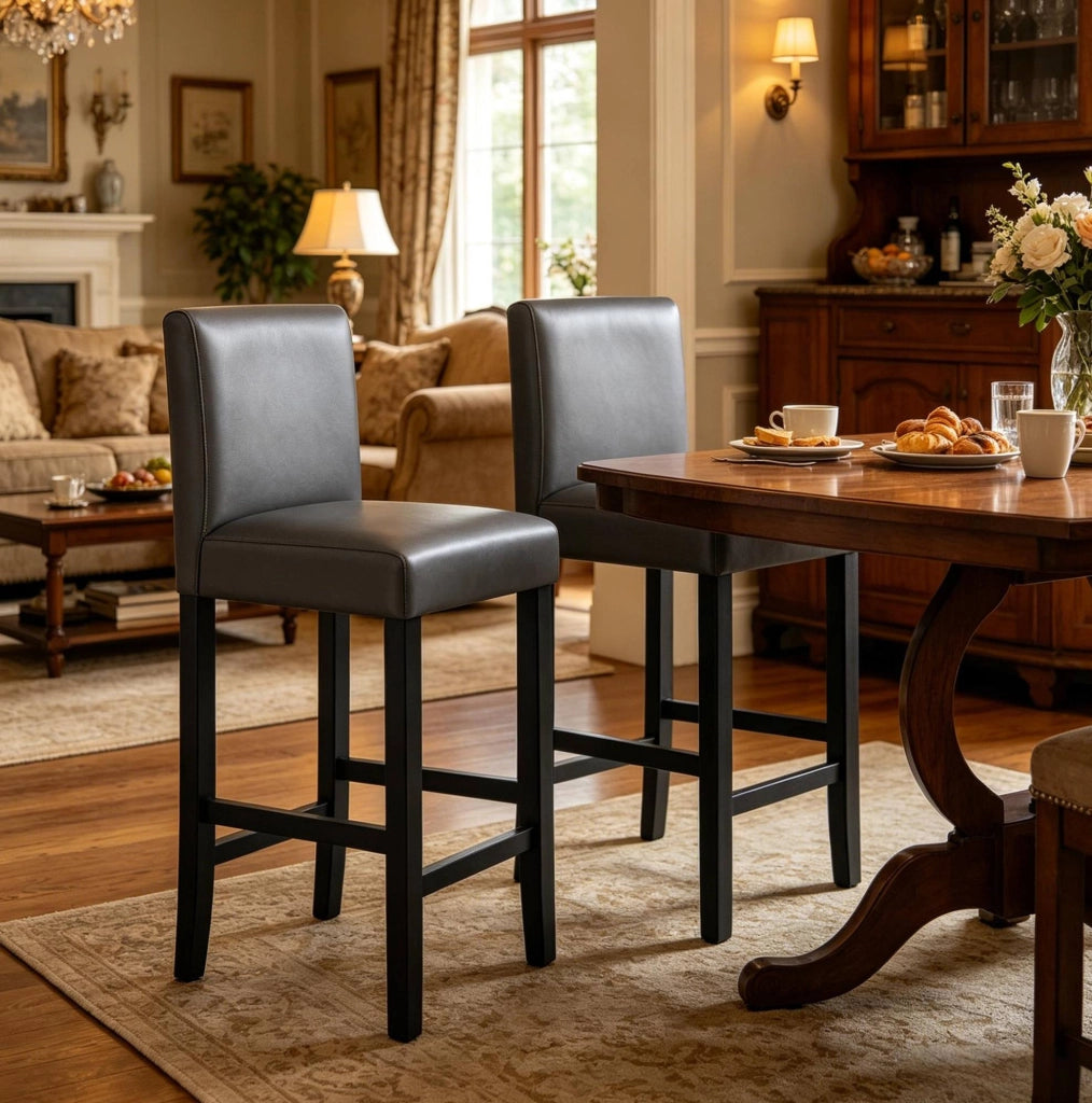 Set di 2 sgabelli da bar con schienale nero e grigio 41 x 43 x 110 cm