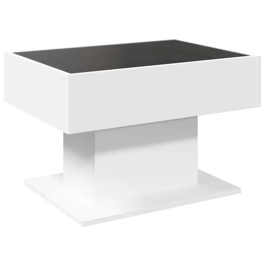 Tavolino Salotto con LED Bianco 70x50x45 cm Legno Multistrato