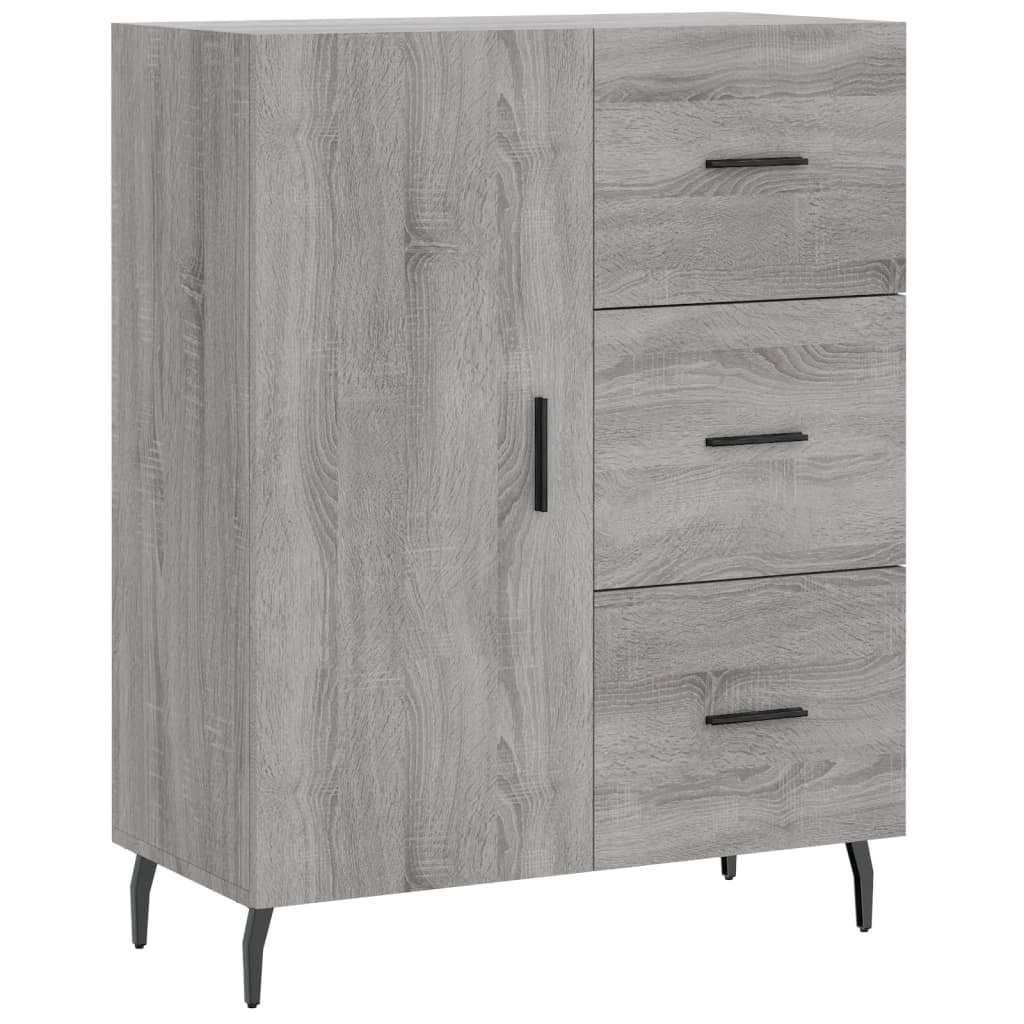 Buffet credenza cassettiera armadio mobile contenitore organizer cucina soggiorno salotto rovere Sonoma alto 69,5 x 34 x 180 cm legno ingegnerizzato grigio 02_0035569