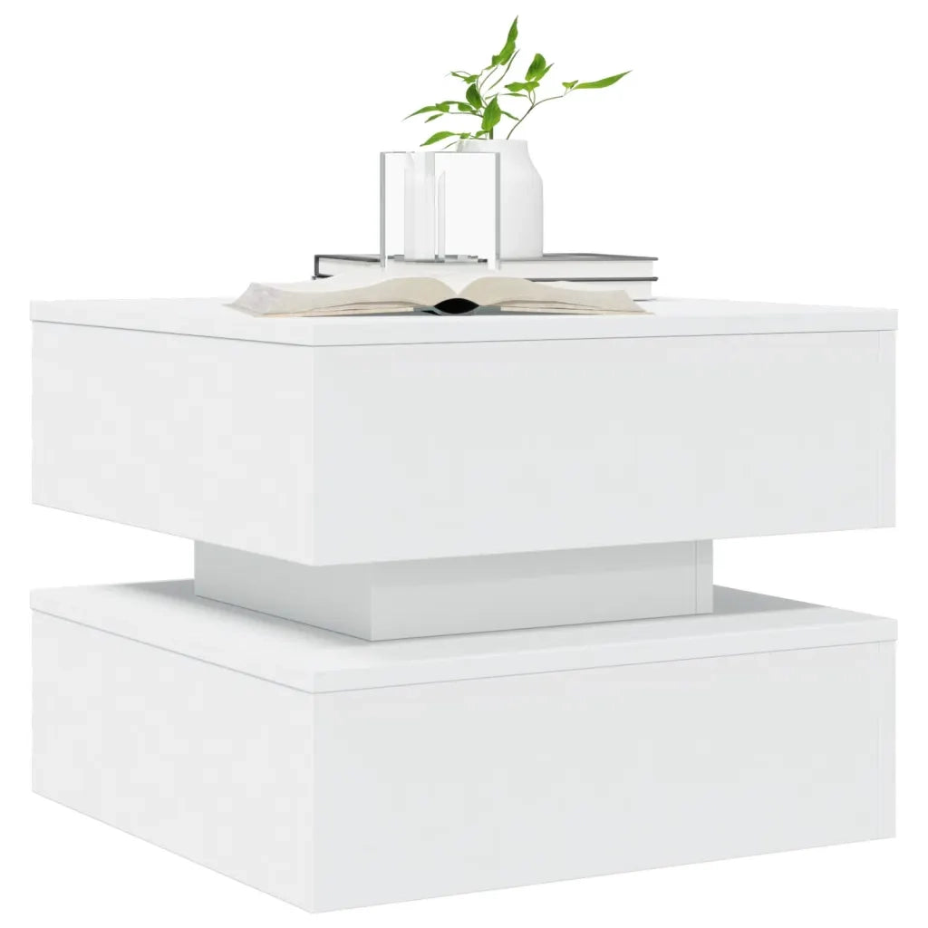 Tavolino da Salotto con Luci LED Bianco 50x50x40 cm 839854