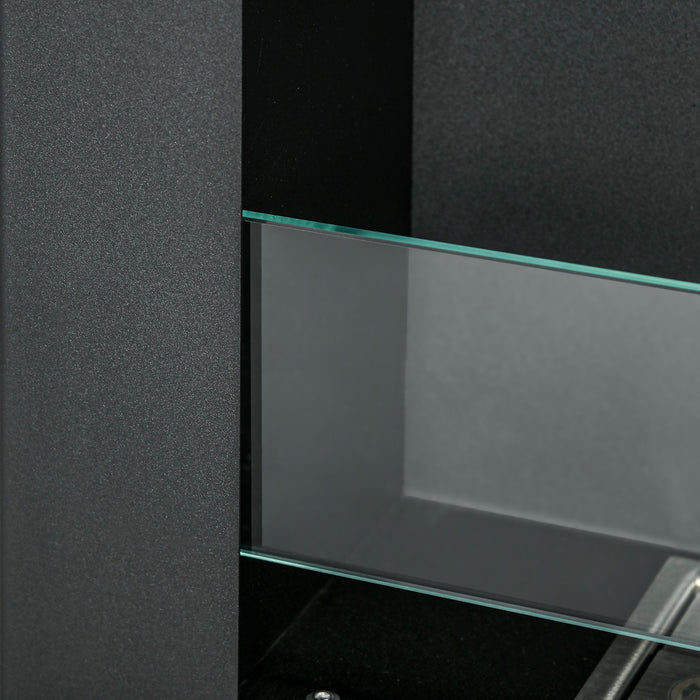 Camino a Bioetanolo da Incasso 90x15x40 cm 2 Bruciatori da 0,85L in Acciaio Inox Nero