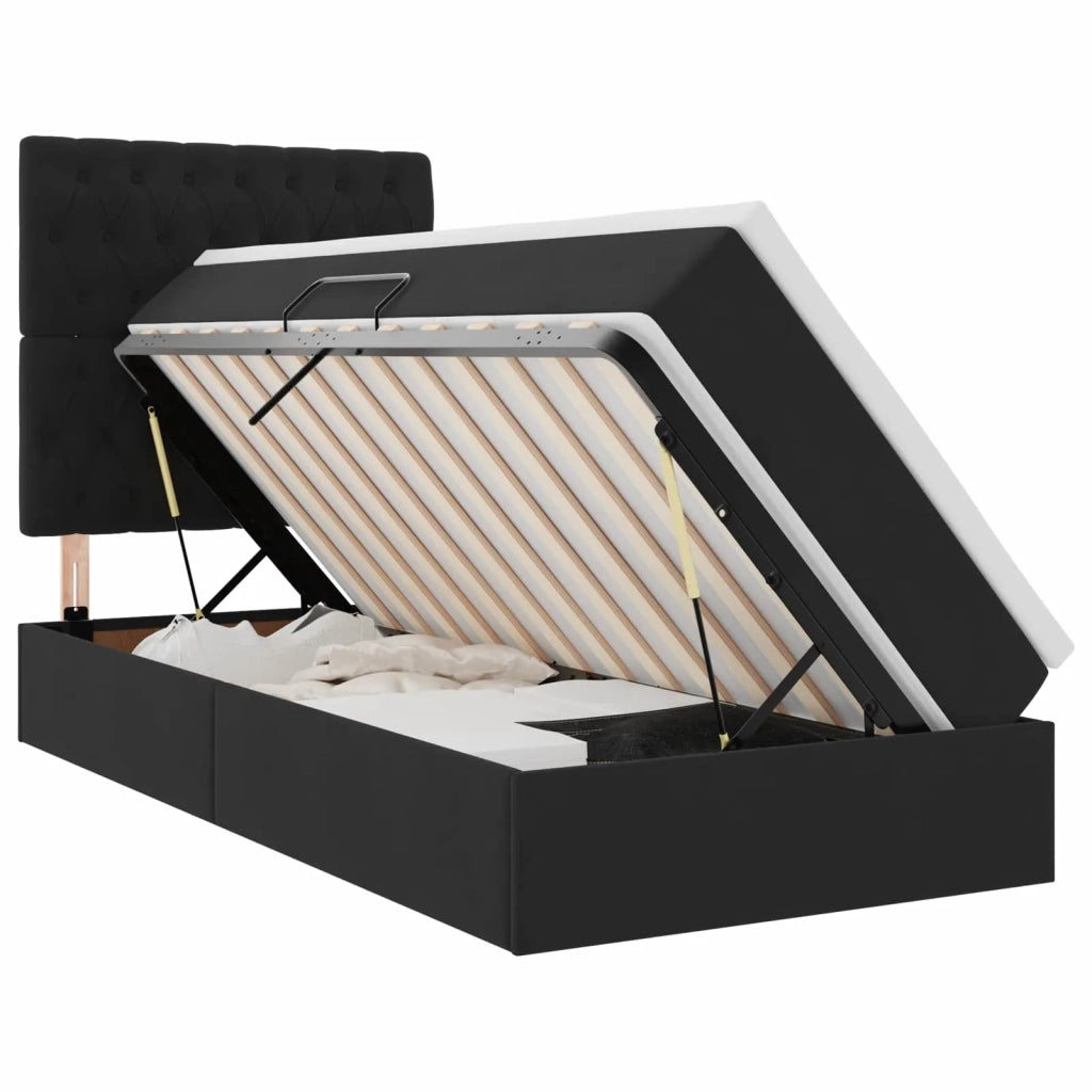 Letto con contenitore e materasso Nero 90 x 200 cm Velluto