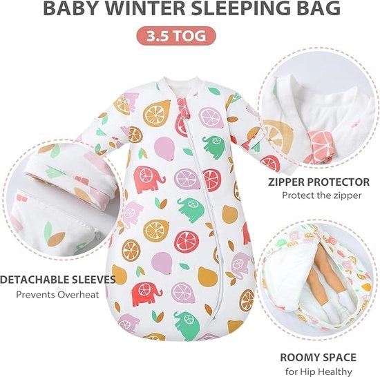 Piumone invernale 100% cotone mousseline morbido, sacco da letto unisex per bambini di 80-95 cm