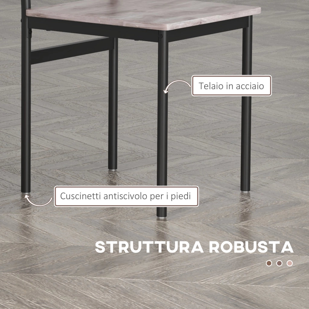 Set Tavolo da Pranzo e Sedie 5 Pezzi ¨C Minimal ¨C Bianco, Legno e Acciaio