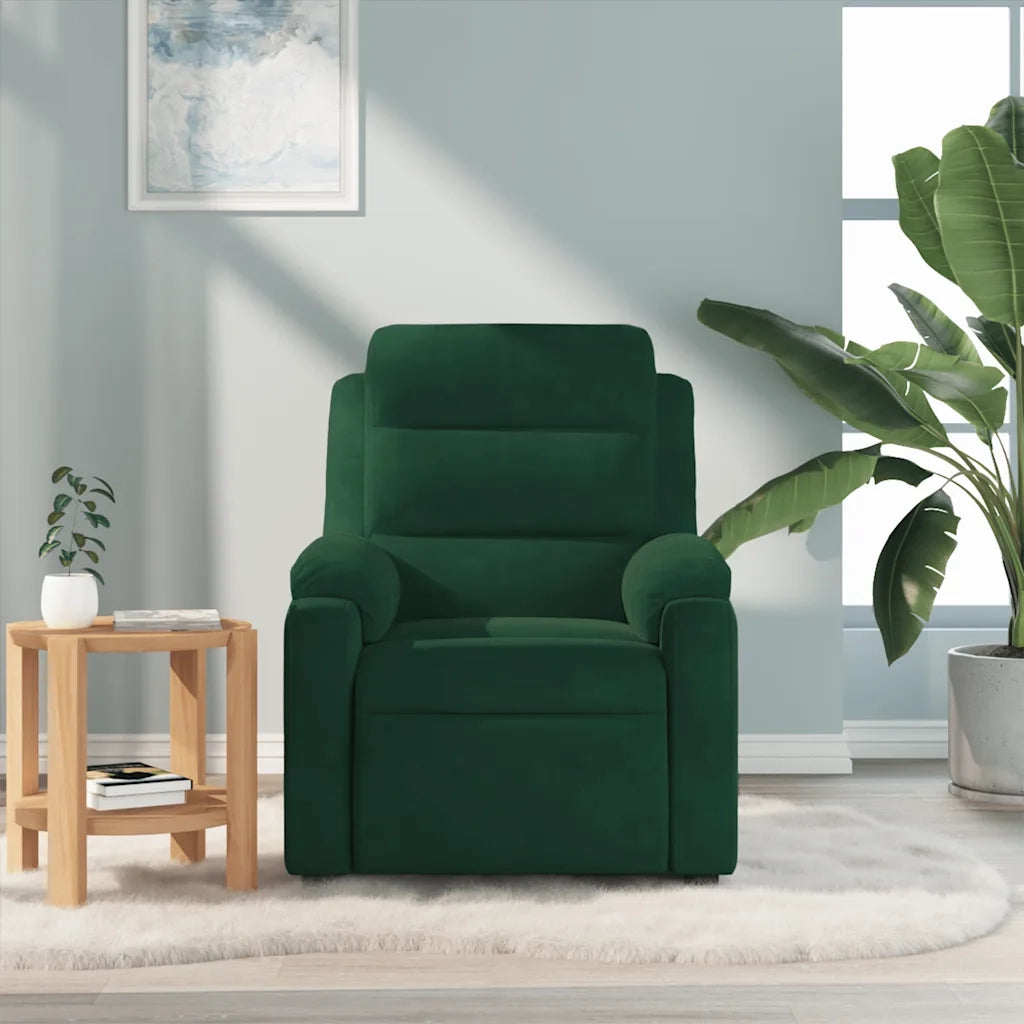 Divano Sedia-Poltrona Massaggiante Reclinabile Verde Scuro in Velluto 312089