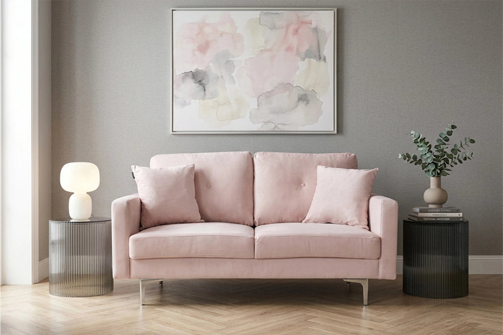 Divano 2 posti in velluto rosa piedi in metallo - Chloe - DI2P-CH19VLT-PM