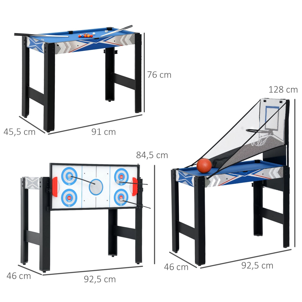 Tavolo multigioco 5 in 1 ¨C Xylo ¨C Biliardo, ping pong, hockey, basket, tiro con l'arco, MDF, blu