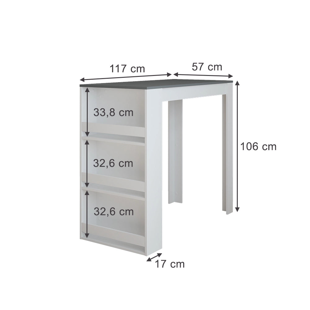Vicco Tavolo da bar Antracite/bianco 57 x 117 cm
