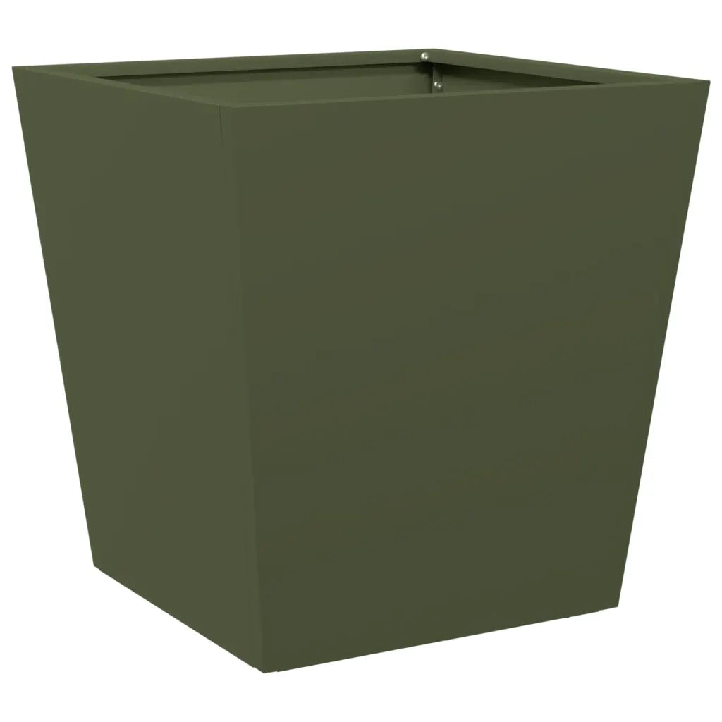 2 pz Fioriere | Cassetta per fiori | Vaso da Giardino Verde Oliva 40x40x40 cm in Acciaio