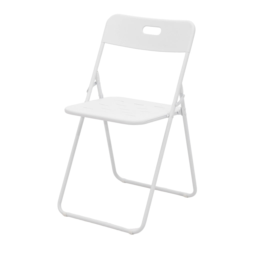 Set Tavolo e Sedie da Giardino con 1 Tavolo Pieghevole e 2 Sedie Pieghevoli; per 2 Persone; Acciaio; Bianco