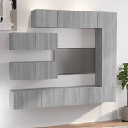 Set di Mobili Porta TV 7 pz-Set di 7 Credenza per TV Grigio Sonoma in Legno Multistrato 227303