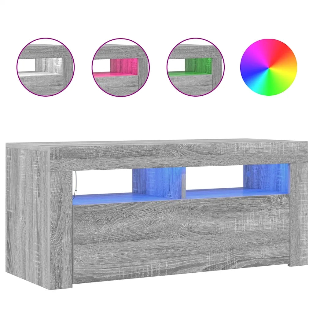 Mobile Porta TV con Luci LED Grigio Sonoma 90x35x40 cm cod mxl 33992
