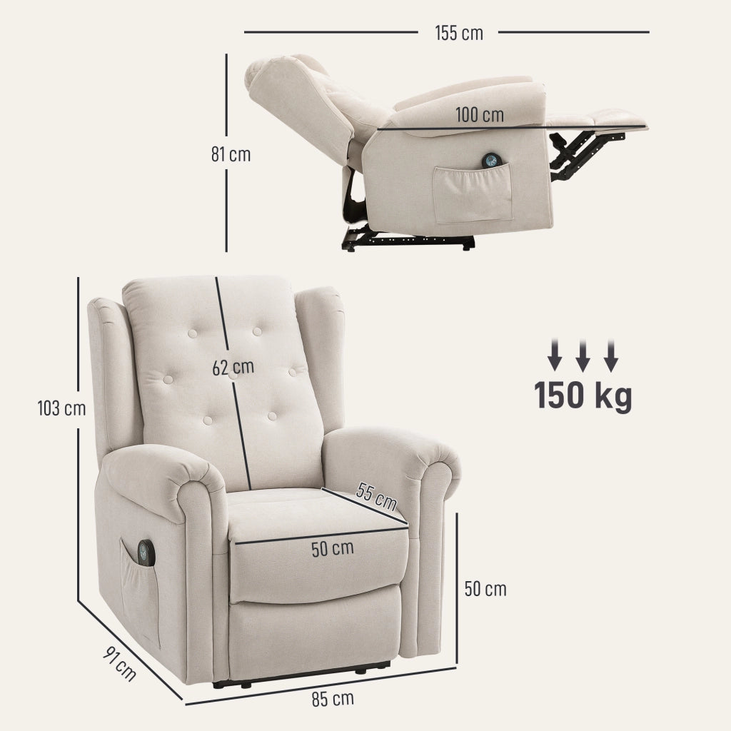 Poltrona massaggiante e riscaldante reclinabile ¨C zephmum ¨C beige