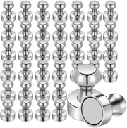 Set di 38 forti magneti neodymium per lavagna e frigorifero - Adesivo extra forte - Ideale per lavagna bianca, foto e scuola - Color argento con maniglia